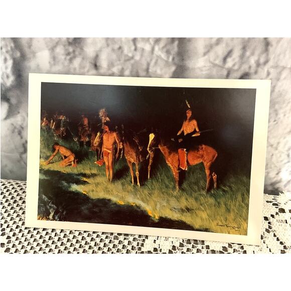 Vintage Frederic Remington The Grass Fire Postcard - Picture 1 of 5
